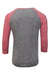 Threadfast Apparel 302G Mens 3/4 Sleeve Crewneck T-Shirt Grey/Red Flat Back