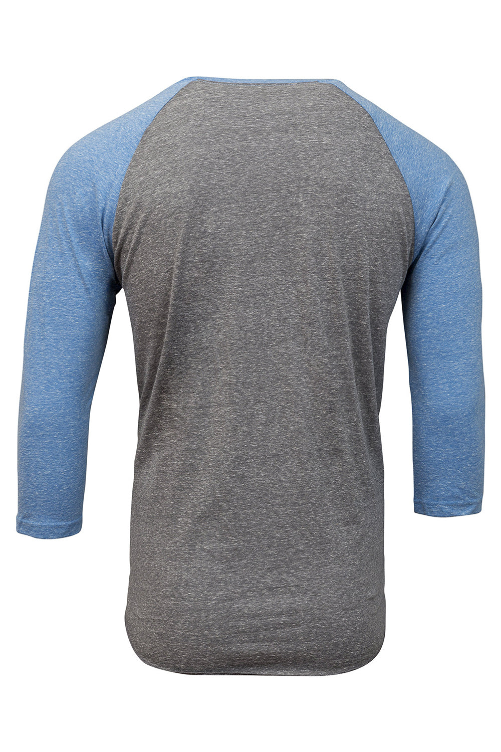 Threadfast Apparel 302G Mens 3/4 Sleeve Crewneck T-Shirt Grey/Royal Blue Flat Back