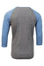 Threadfast Apparel 302G Mens 3/4 Sleeve Crewneck T-Shirt Grey/Royal Blue Flat Back
