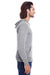 Threadfast Apparel 302Z Mens Full Zip Hooded Sweatshirt Hoodie w/ Pockets Grey Model Side