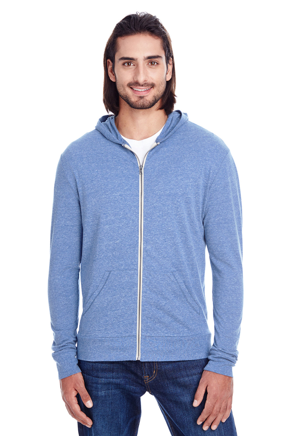 Threadfast Apparel 302Z Mens Navy Blue Full Zip Hooded Sweatshirt ...