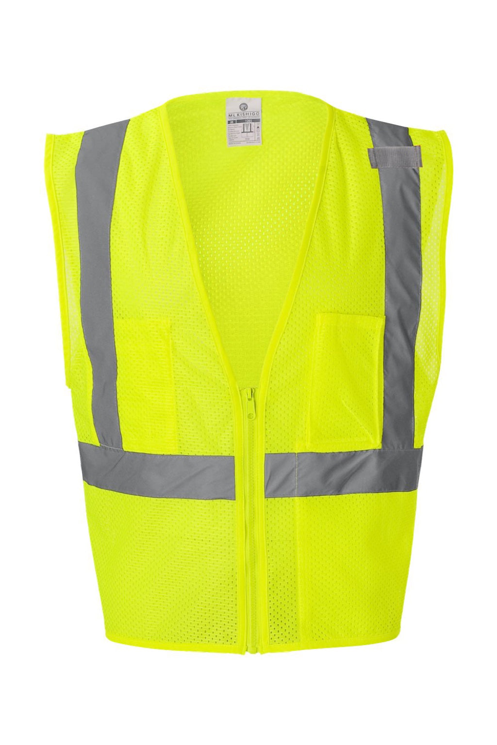 Kishigo 1085-1086 Unisex Ultra Cool Mesh Vest w/ Pockets Lime Green Flat Front