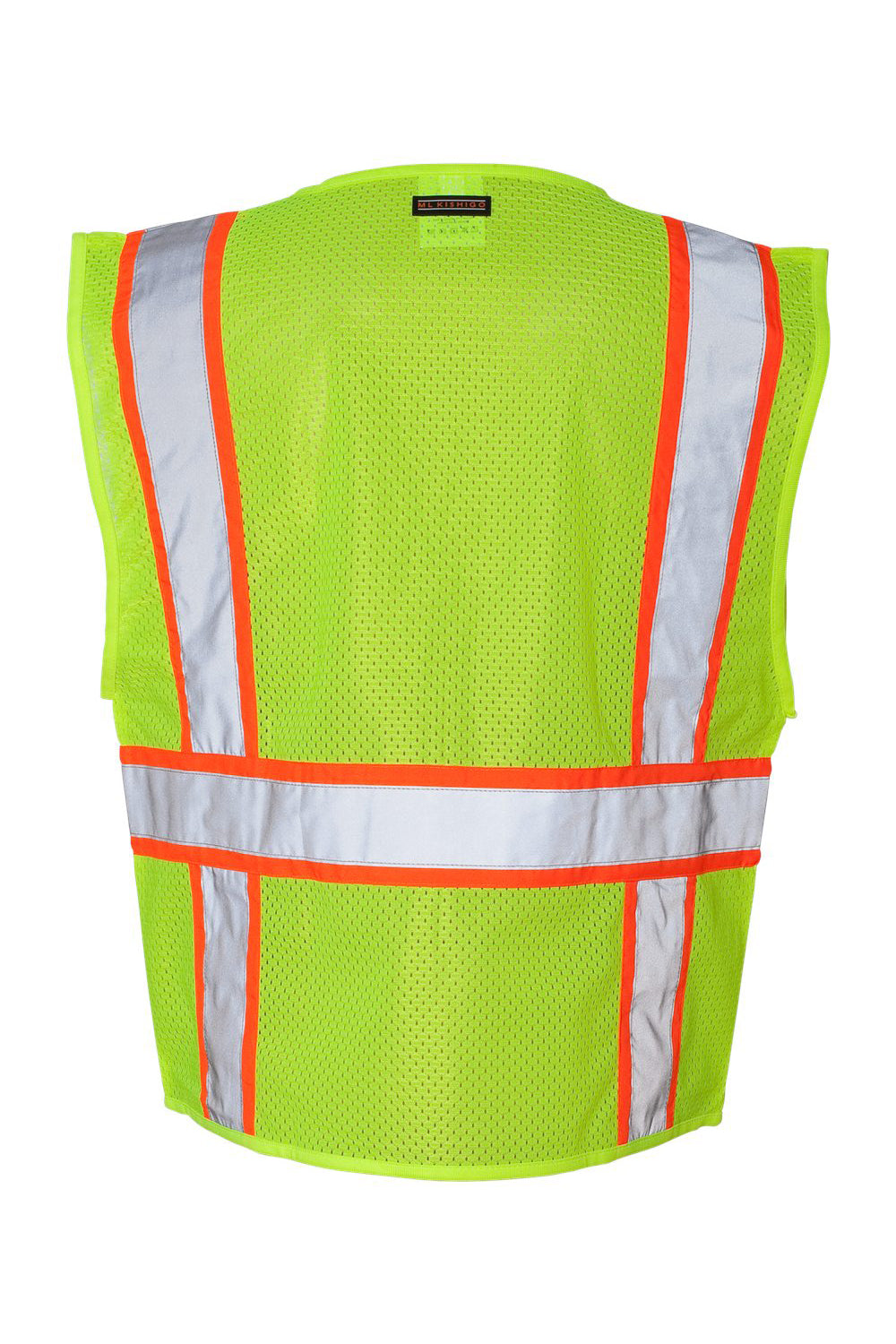 Kishigo 1163-1164 Mens Ultra Cool Solid Front Vest w/ Mesh Back Lime Green Flat Back