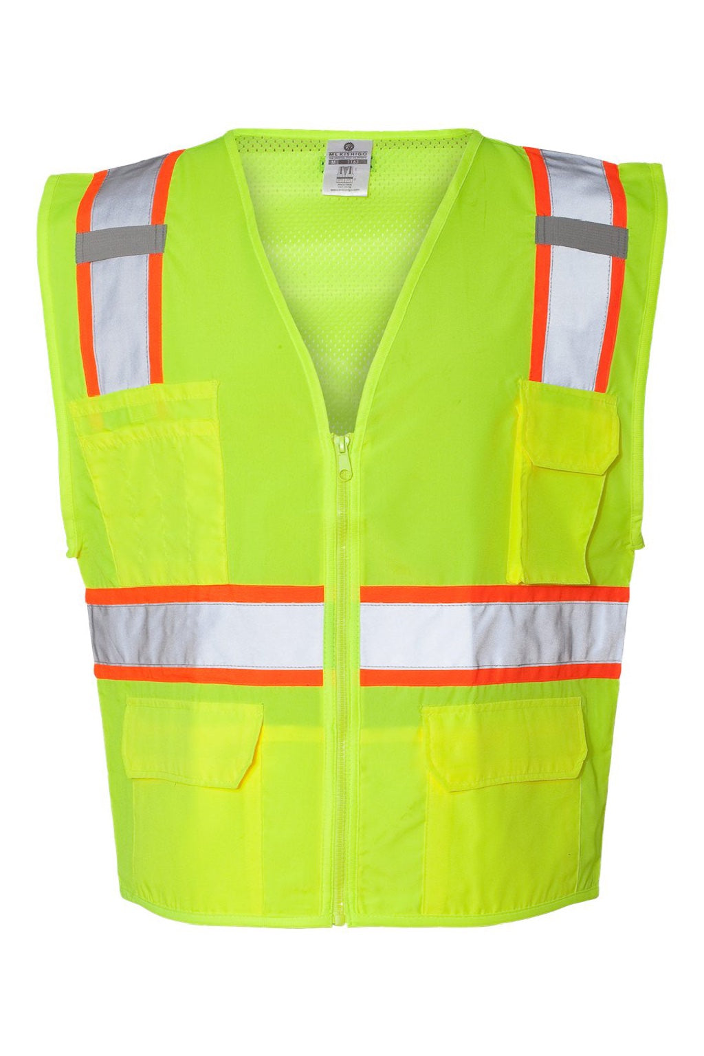 Kishigo 1163-1164 Unisex Ultra Cool Solid Front Vest w/ Mesh Back Lime Green Flat Front