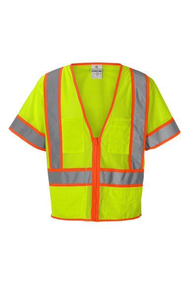 Kishigo 1242-1243 Unisex Ultra Cool 6 Pocket Mesh Surveyors Vest Lime Green Flat Front
