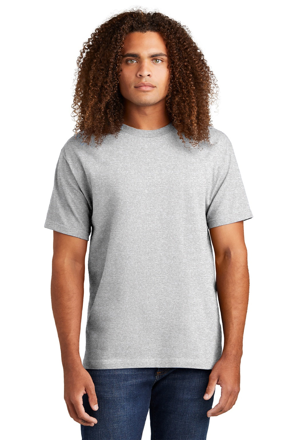 American Apparel 1301 Mens Short Sleeve Crewneck T-Shirt Ash Grey Model Front