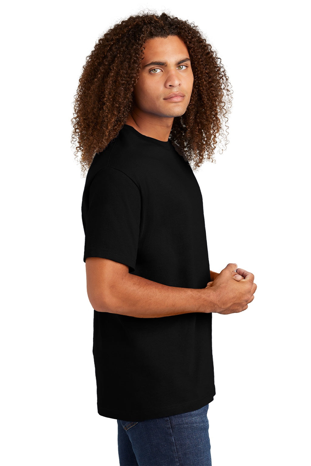 American Apparel 1301 Mens Short Sleeve Crewneck T-Shirt Black Model Side