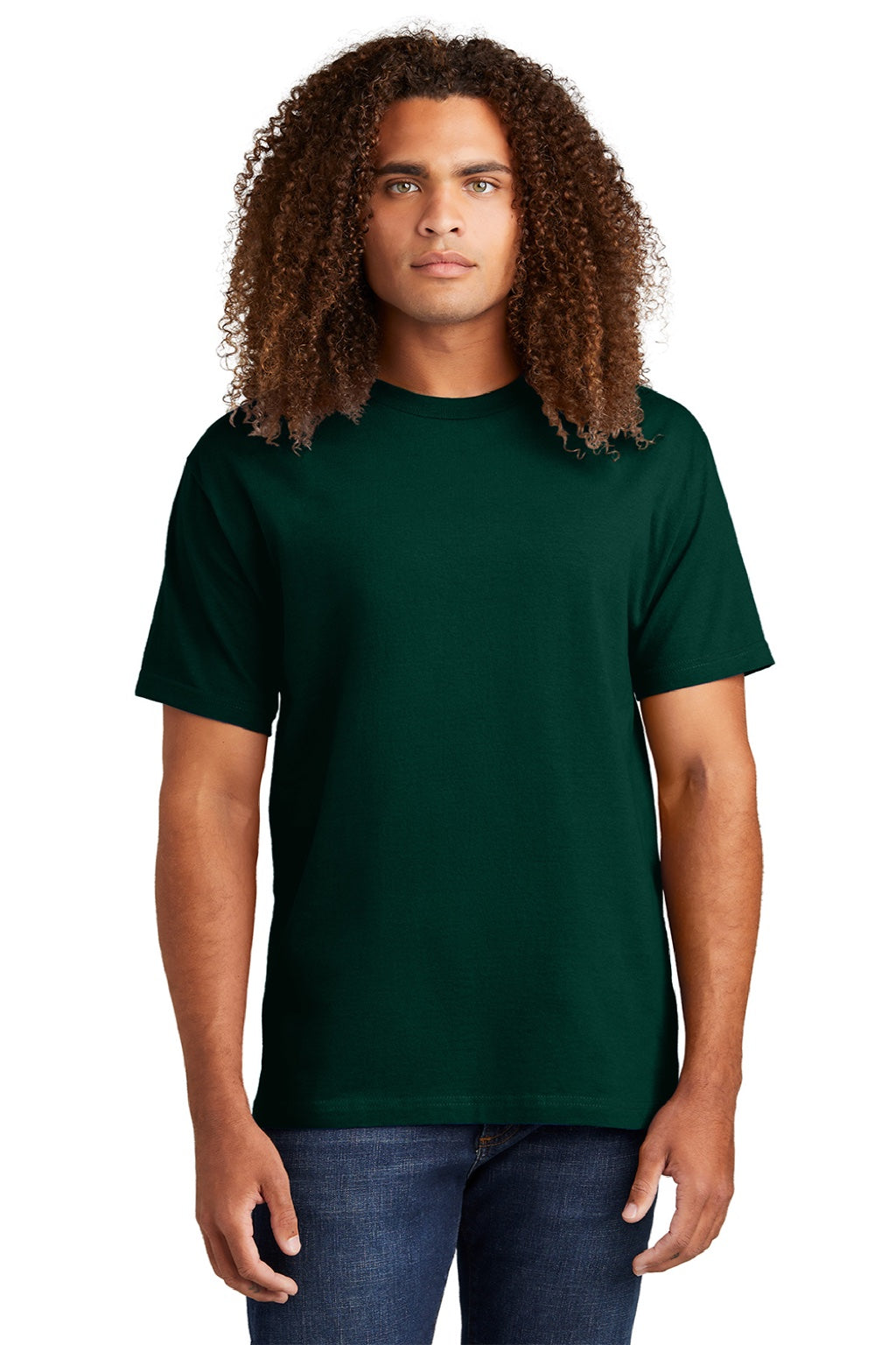 American Apparel 1301 Mens Short Sleeve Crewneck T-Shirt Forest Green Model Front