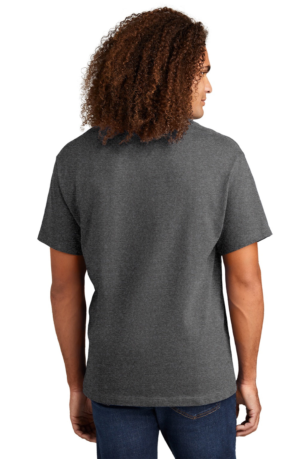 American Apparel 1301 Mens Short Sleeve Crewneck T-Shirt Heather Charcoal Grey Model Back