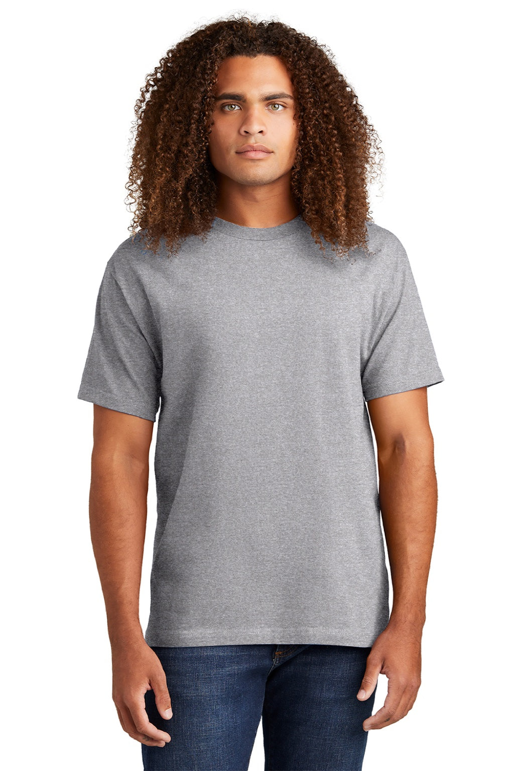 American Apparel 1301 Mens Short Sleeve Crewneck T-Shirt Heather Grey Model Front