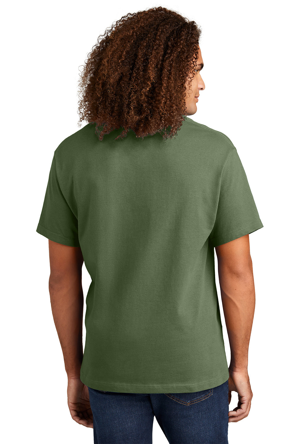American Apparel 1301/AL1301 Mens Short Sleeve Crewneck T-Shirt Military Green Model Back