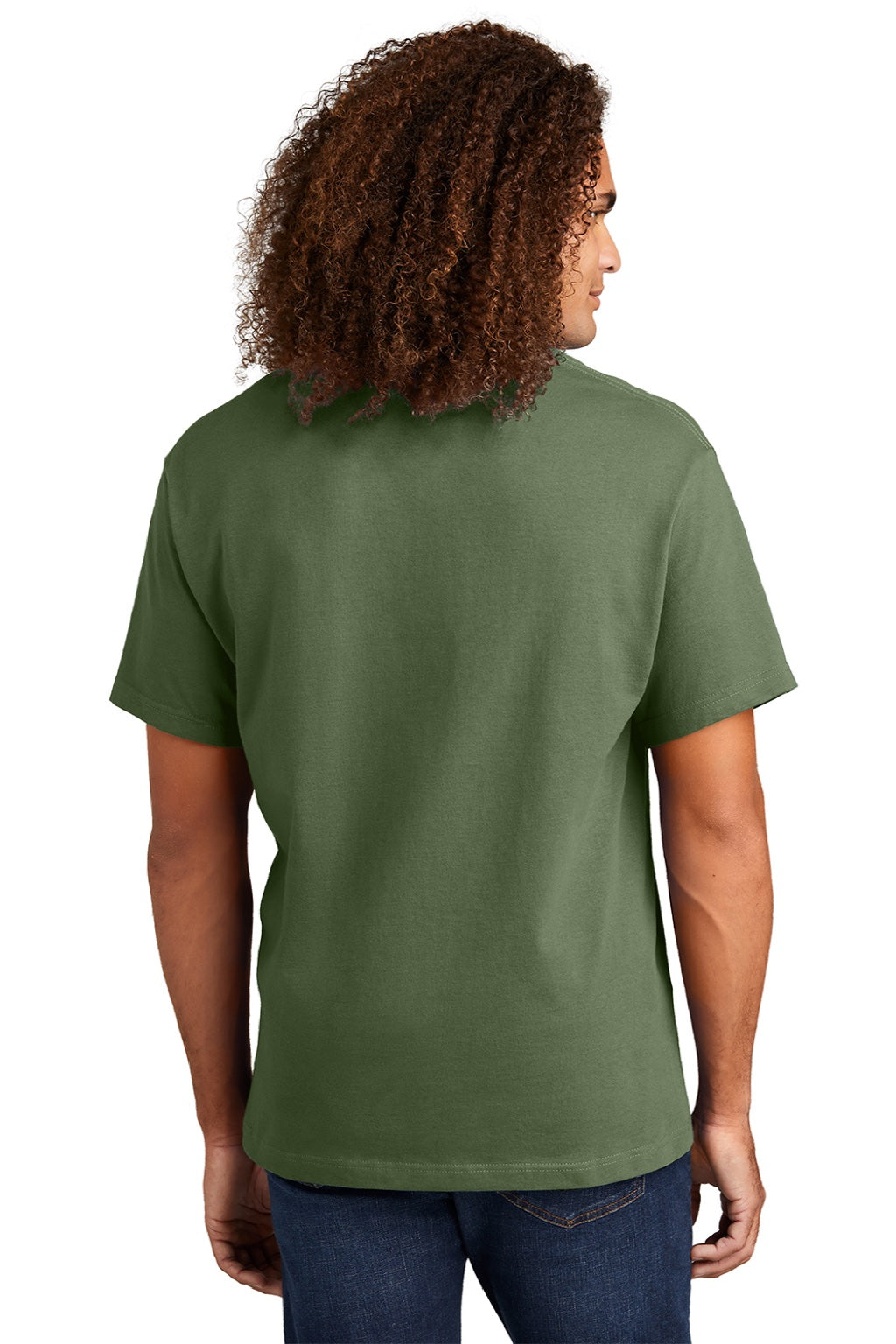 American Apparel 1301 Mens Short Sleeve Crewneck T-Shirt Military Green Model Back