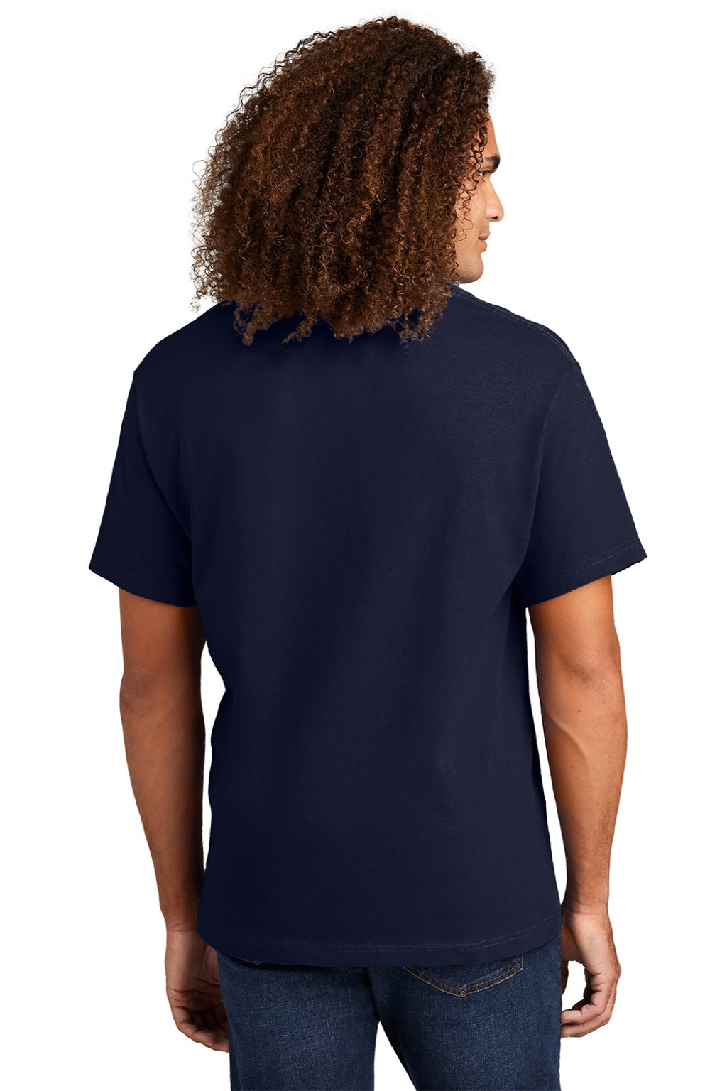 American Apparel 1301 Mens Short Sleeve Crewneck T-Shirt True Navy Blue Model Back