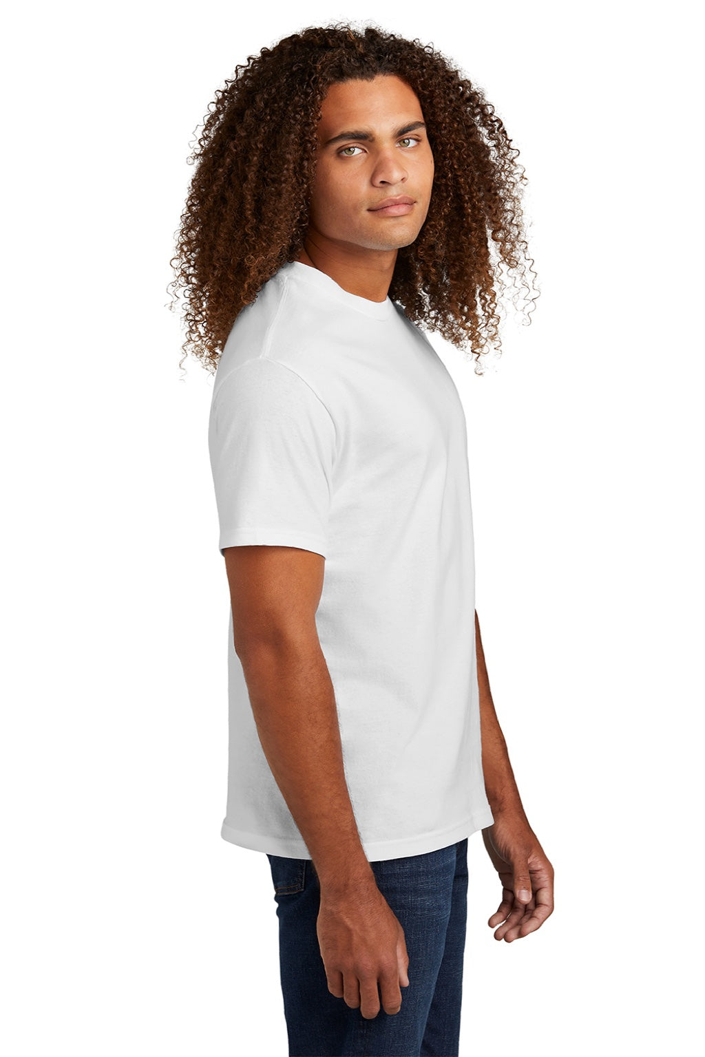 American Apparel 1301 Mens Short Sleeve Crewneck T-Shirt White Model Side