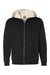 Independent Trading Company EXP40SHZ Mens Sherpa Lined Full Zip Hooded Sweatshirt Hoodie w/ Pockets Black/Natural Flat Front