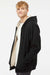 Independent Trading Company EXP40SHZ Mens Sherpa Lined Full Zip Hooded Sweatshirt Hoodie w/ Pockets Black/Natural Model Side