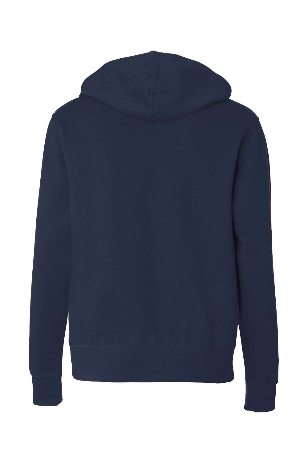 Independent Trading Company AFX90UNZ Mens Full Zip Hooded Sweatshirt Hoodie w/ Pockets Classic Navy Blue Flat Back