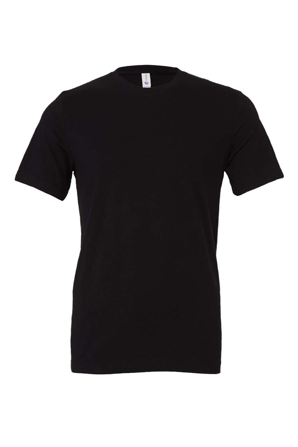 Bella + Canvas BC3001/3001 Mens Jersey Short Sleeve Crewneck T-Shirt Black Flat Front