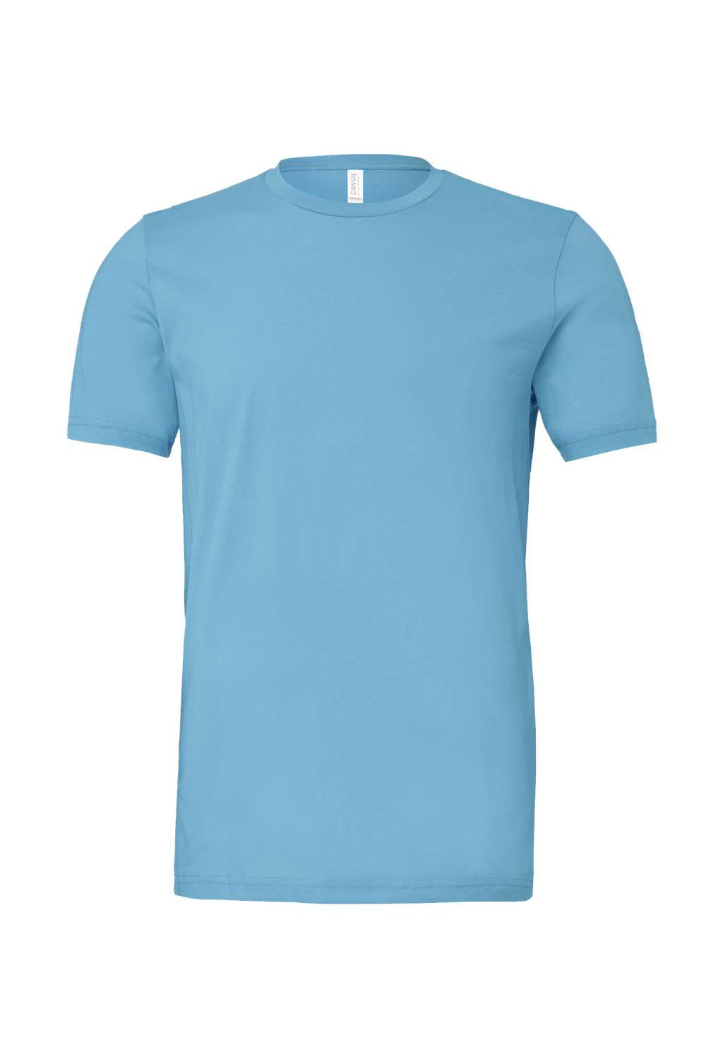 Bella + Canvas BC3001/3001C Mens Jersey Short Sleeve Crewneck T-Shirt Ocean Blue Flat Front