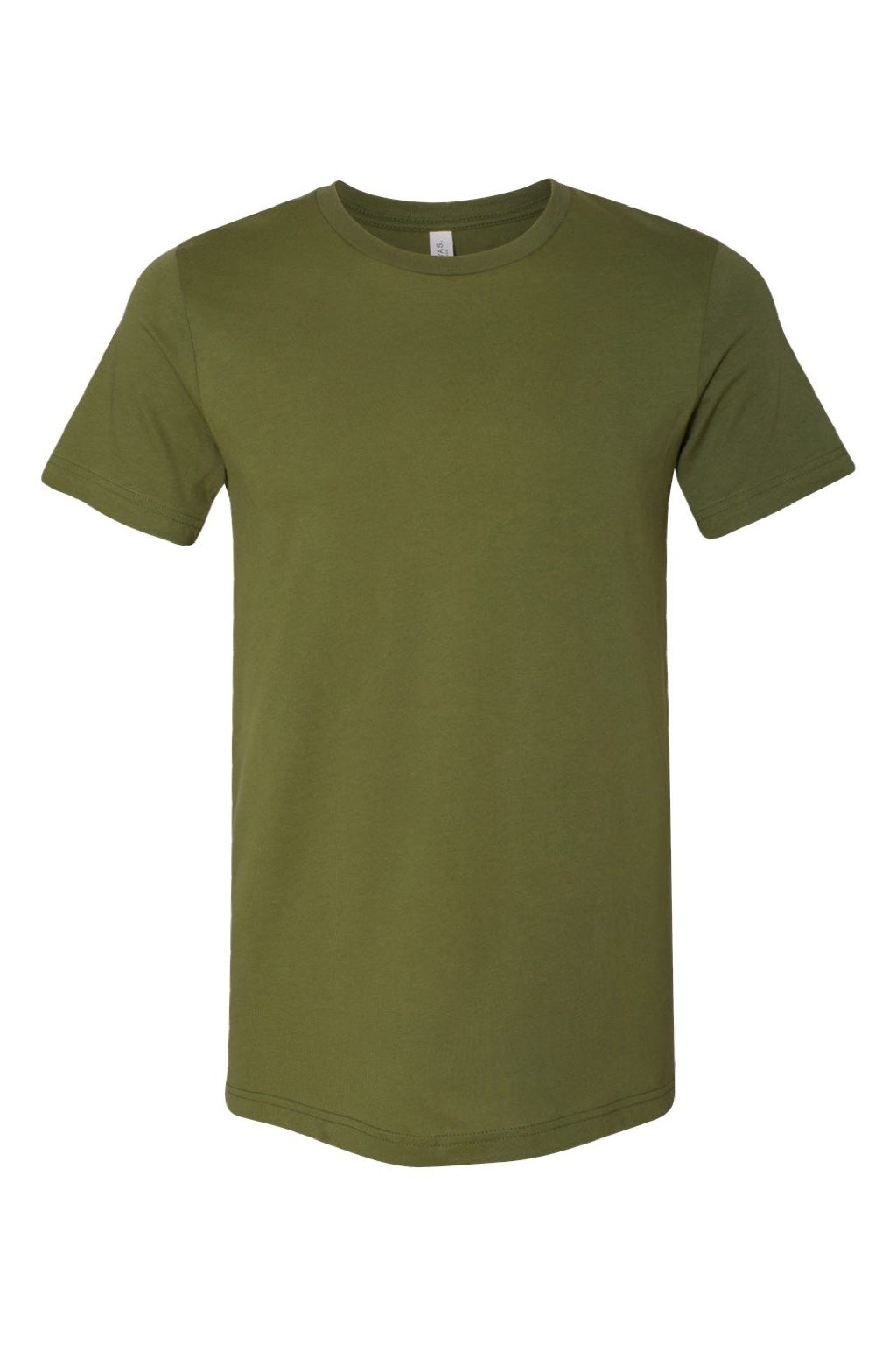 Bella + Canvas BC3001/3001 Mens Jersey Short Sleeve Crewneck T-Shirt Olive Green Flat Front