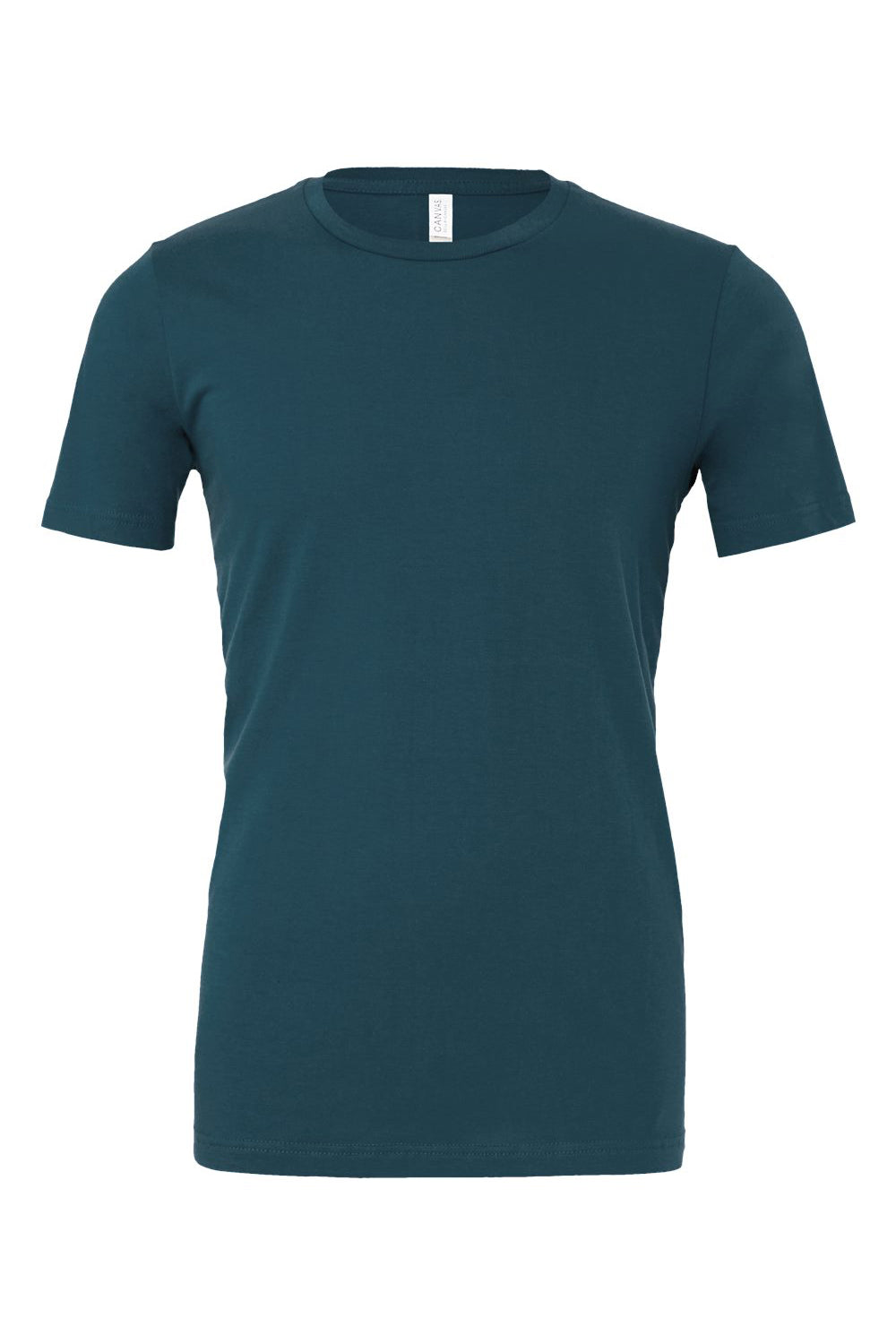 Bella + Canvas BC3001/3001C Mens Jersey Short Sleeve Crewneck T-Shirt Deep Teal Blue Flat Front