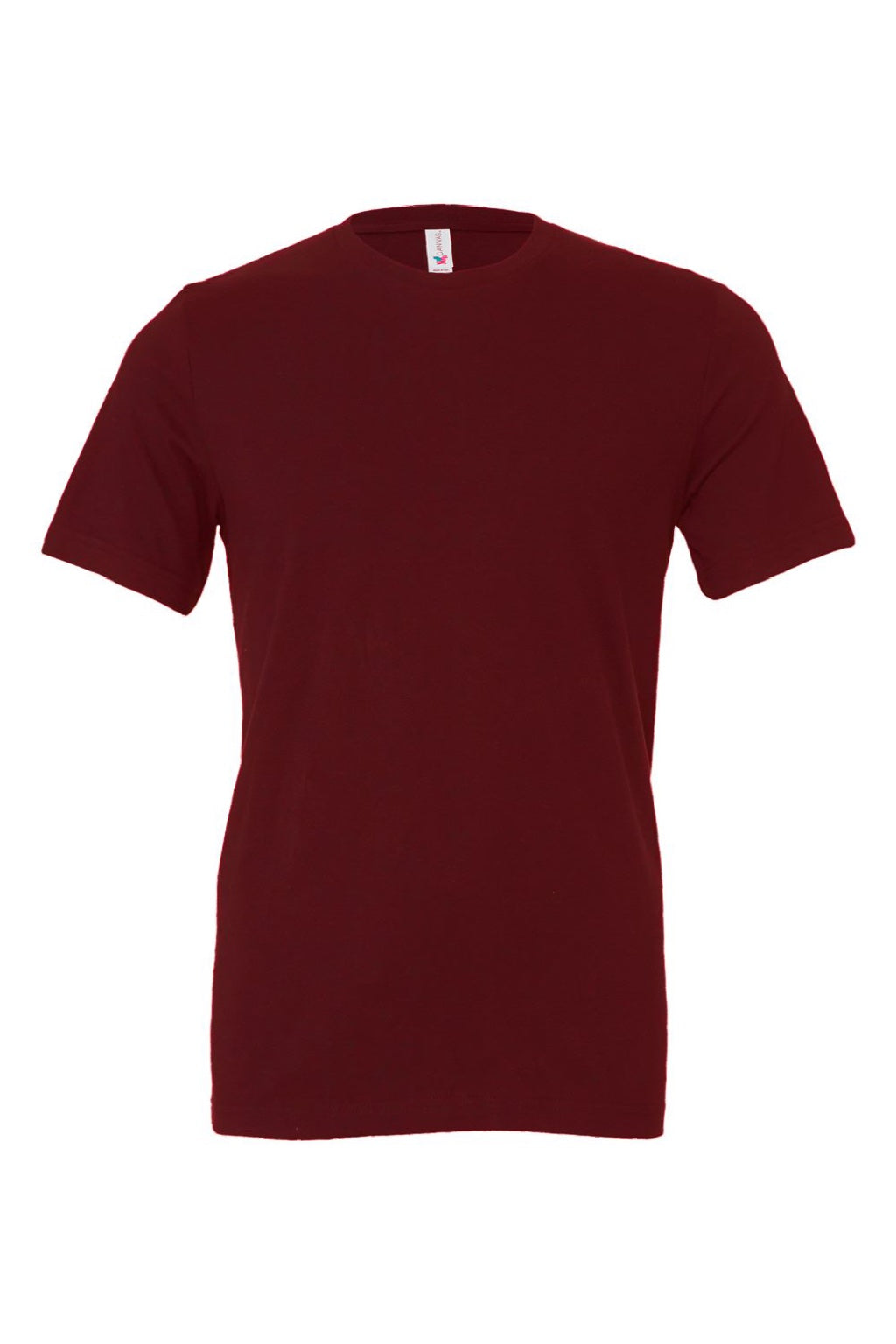 Bella + Canvas BC3001/3001 Mens Jersey Short Sleeve Crewneck T-Shirt Maroon Flat Front