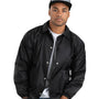 Augusta Sportswear Mens Water Resistant Snap Down Coaches Jacket - Black - NEW