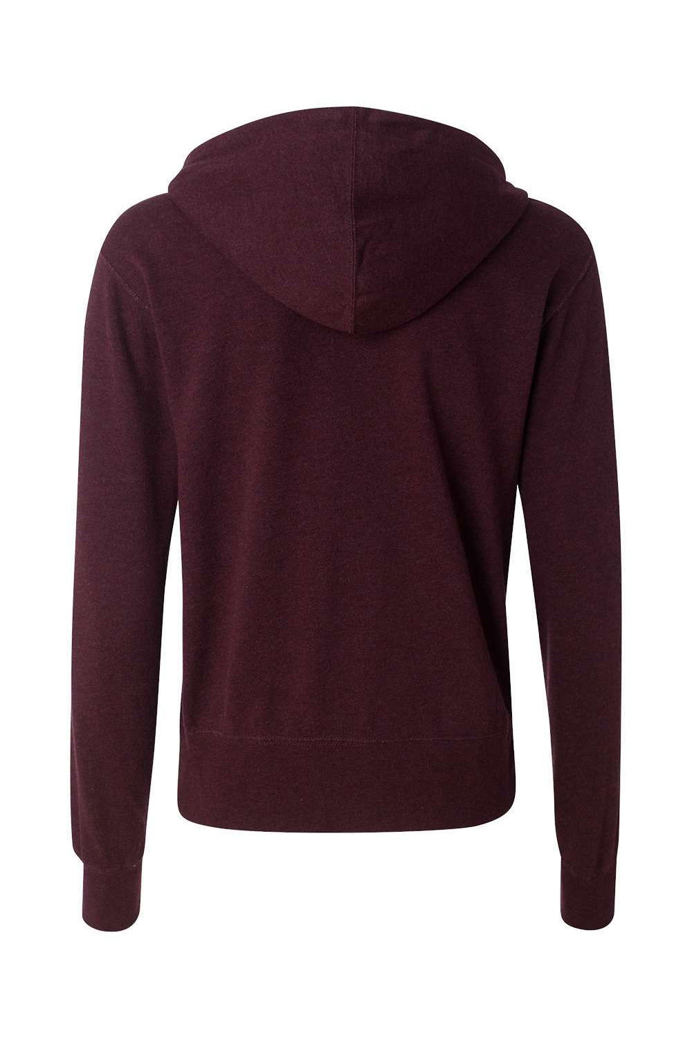 Independent Trading Co. PRM90HTZ Mens French Terry Full Zip Hooded Sweatshirt Hoodie Heather Burgundy Flat Back