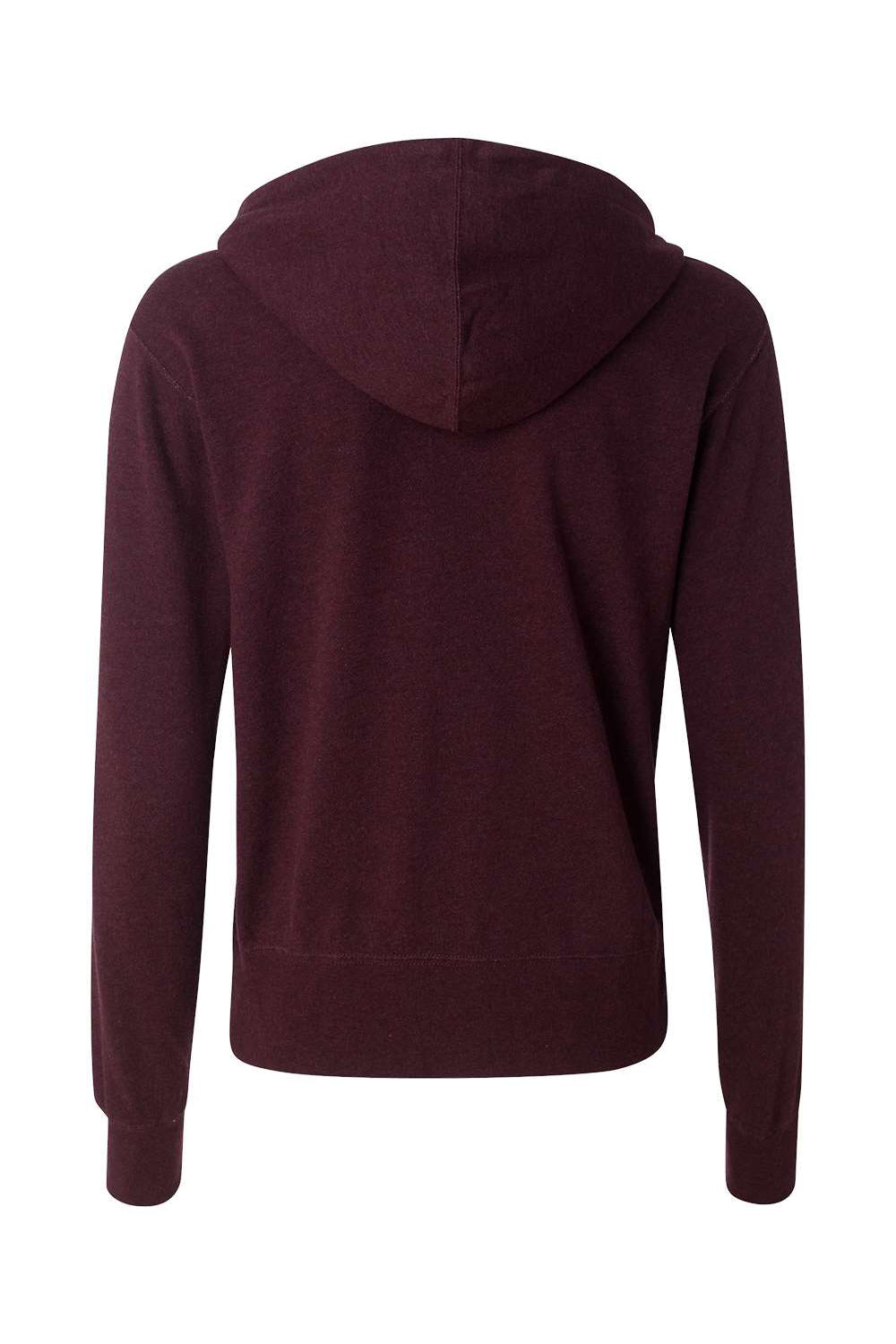 Independent Trading Company PRM90HTZ Mens French Terry Full Zip Hooded Sweatshirt Hoodie w/ Pockets Heather Burgundy Flat Back