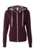 Independent Trading Company PRM90HTZ Mens French Terry Full Zip Hooded Sweatshirt Hoodie w/ Pockets Heather Burgundy Flat Front
