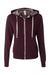 Independent Trading Co. PRM90HTZ Mens French Terry Full Zip Hooded Sweatshirt Hoodie Heather Burgundy Flat Front