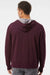 Independent Trading Company PRM90HTZ Mens French Terry Full Zip Hooded Sweatshirt Hoodie w/ Pockets Heather Burgundy Model Back