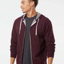 Independent Trading Co. Mens French Terry Full Zip Hooded Sweatshirt Hoodie - Heather Burgundy - NEW