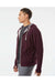 Independent Trading Co. PRM90HTZ Mens French Terry Full Zip Hooded Sweatshirt Hoodie Heather Burgundy Model Side
