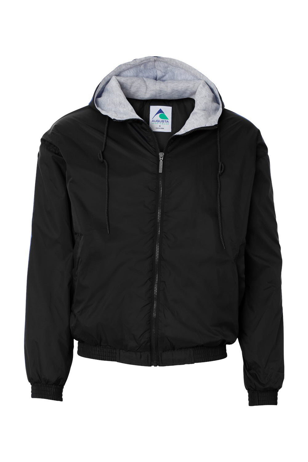 Augusta Sportswear 3280 Mens Full Zip Hooded Jacket Black Flat Front