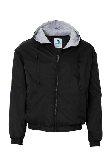 Augusta Sportswear 3280 Mens Water Resistant Full Zip Hooded Jacket Black Flat Front