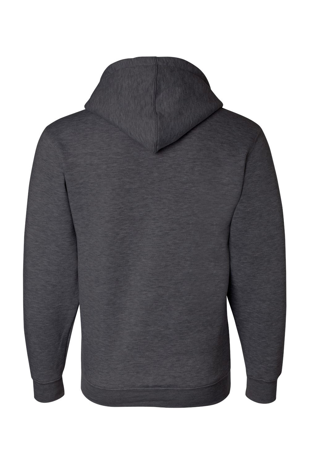 Bayside BA900 Mens USA Made Full Zip Hooded Sweatshirt Hoodie Heather Charcoal Grey Flat Back