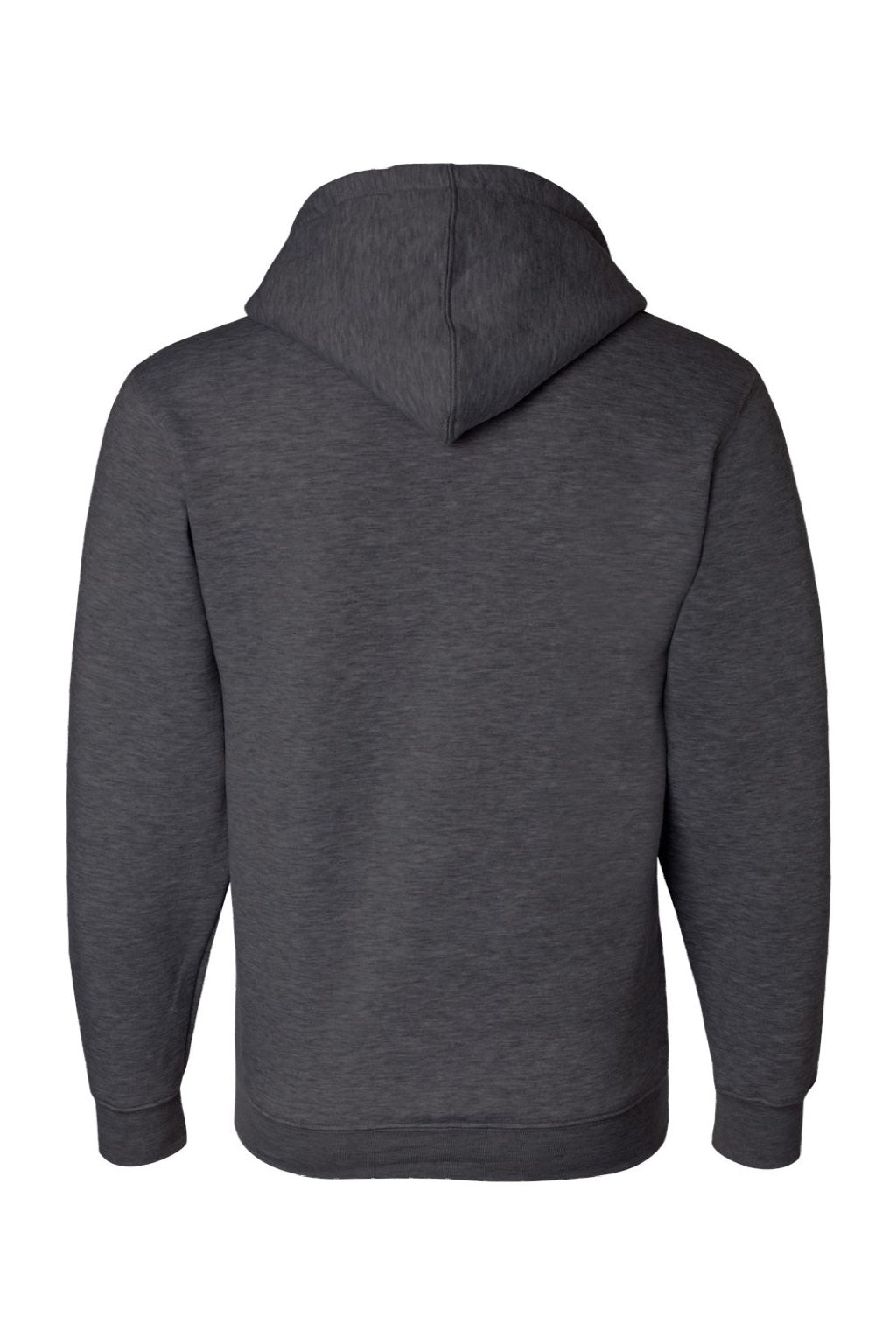 Bayside BA900 Mens USA Made Full Zip Hooded Sweatshirt Hoodie w/ Pockets Heather Charcoal Grey Flat Back
