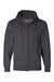 Bayside BA900 Mens USA Made Full Zip Hooded Sweatshirt Hoodie w/ Pockets Heather Charcoal Grey Flat Front