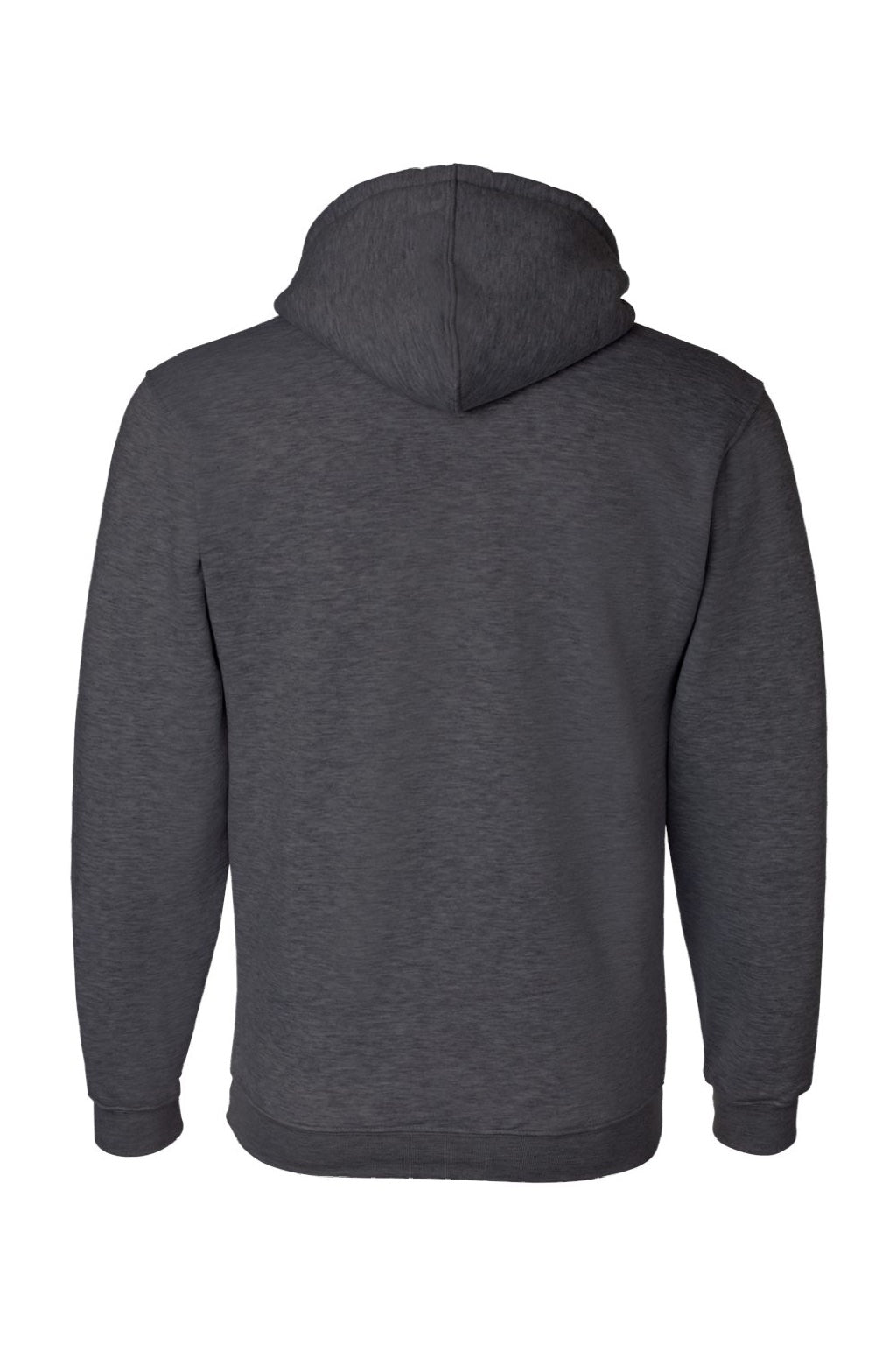 Bayside BA960 Mens USA Made Hooded Sweatshirt Hoodie w/ Pouch Pocket Heather Charcoal Grey Flat Back