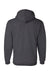 Bayside BA960 Mens USA Made Hooded Sweatshirt Hoodie w/ Pouch Pocket Heather Charcoal Grey Flat Back