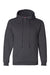 Bayside BA960 Mens USA Made Hooded Sweatshirt Hoodie w/ Pouch Pocket Heather Charcoal Grey Flat Front