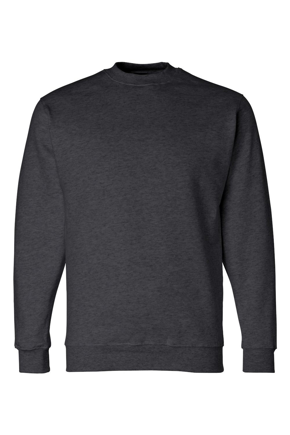 Bayside BA1102 Mens USA Made Crewneck Sweatshirt Heather Charcoal Grey Flat Front
