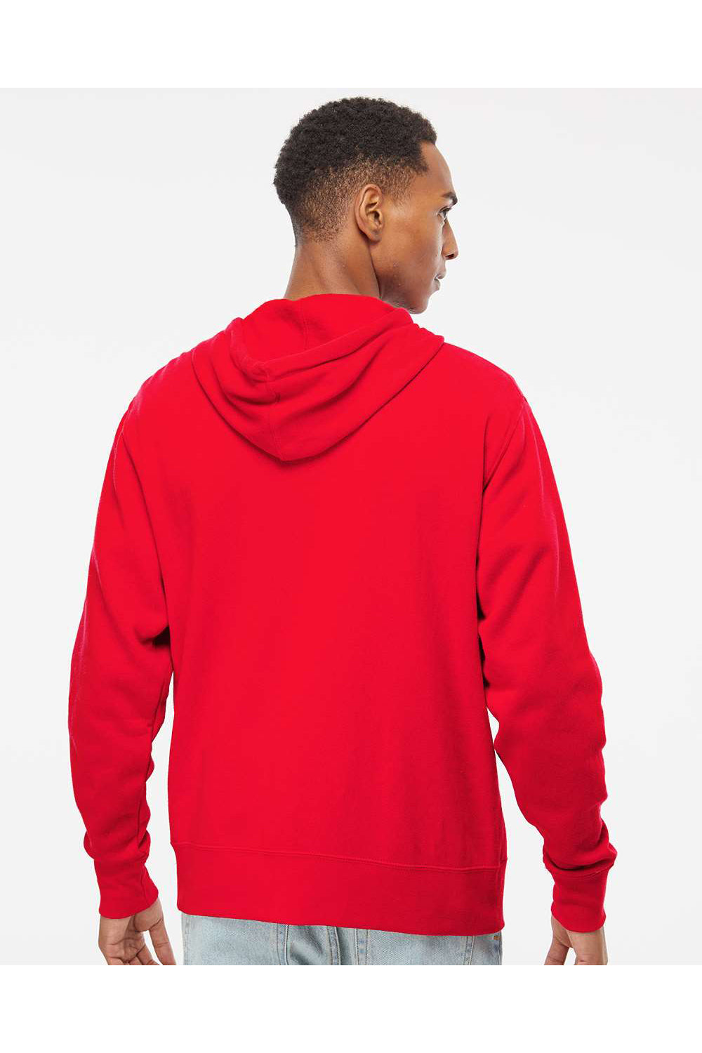 Independent Trading Co. AFX90UNZ Mens Full Zip Hooded Sweatshirt Hoodie Red Model Back