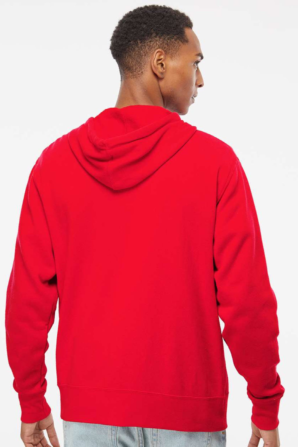Independent Trading Company AFX90UNZ Mens Full Zip Hooded Sweatshirt Hoodie w/ Pockets Red Model Back