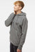 Independent Trading Company IND4000 Mens Hooded Sweatshirt Hoodie w/ Pouch Pocket Heather Gunmetal Grey Model Side