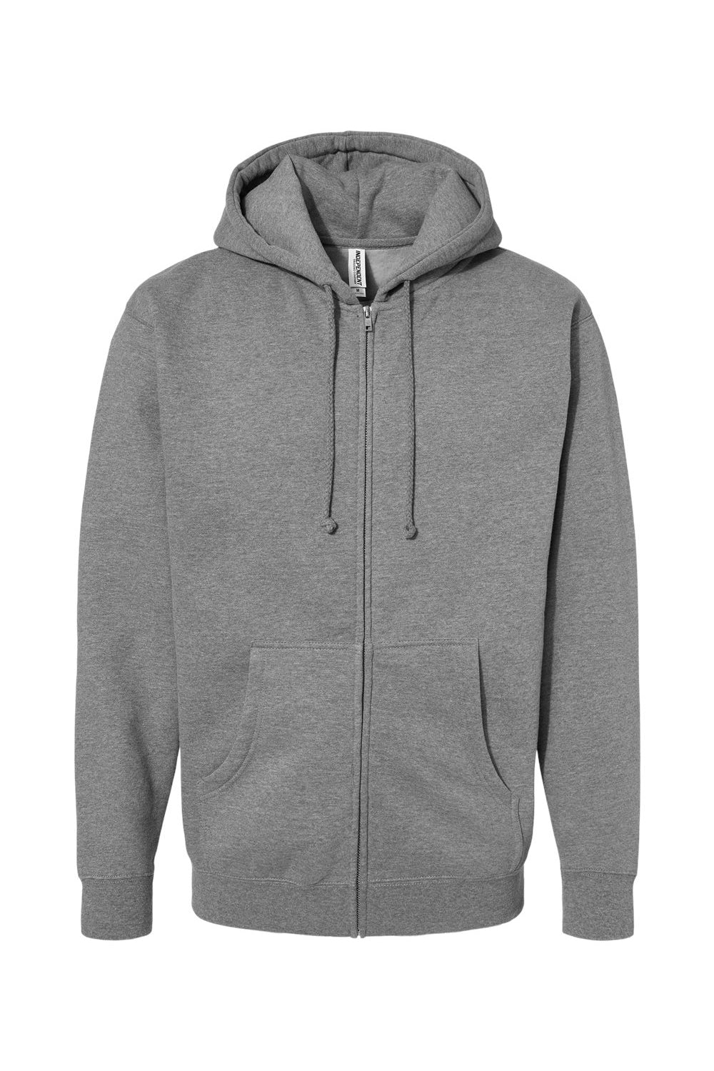 Independent Trading Company IND4000Z Mens Full Zip Hooded Sweatshirt Hoodie w/ Pockets Heather Gunmetal Grey Flat Front