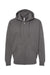 Independent Trading Co. IND4000Z Mens Full Zip Hooded Sweatshirt Hoodie Charcoal Grey Flat Front