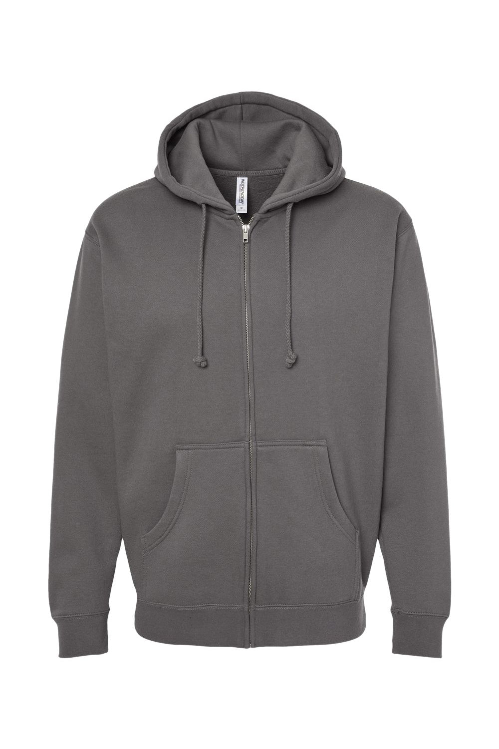 Independent Trading Company IND4000Z Mens Full Zip Hooded Sweatshirt Hoodie w/ Pockets Charcoal Grey Flat Front
