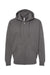 Independent Trading Company IND4000Z Mens Full Zip Hooded Sweatshirt Hoodie w/ Pockets Charcoal Grey Flat Front